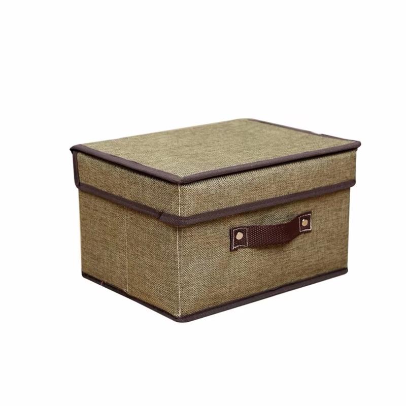 Canvas dinner plate storage box with lid and handles organizer storage box