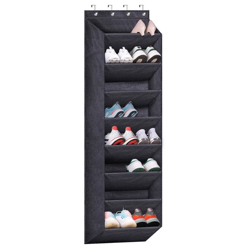Over The Door Shoe Organizer for Closet with Large Deep Pockets