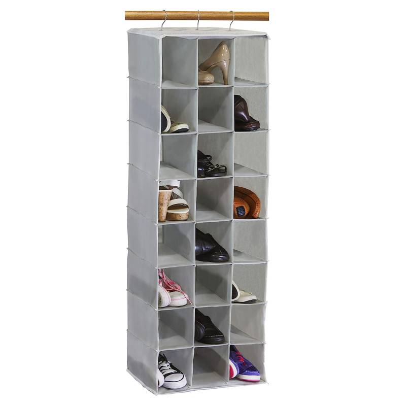 24 Section Hanging Shoe Shelves Closet Organizer