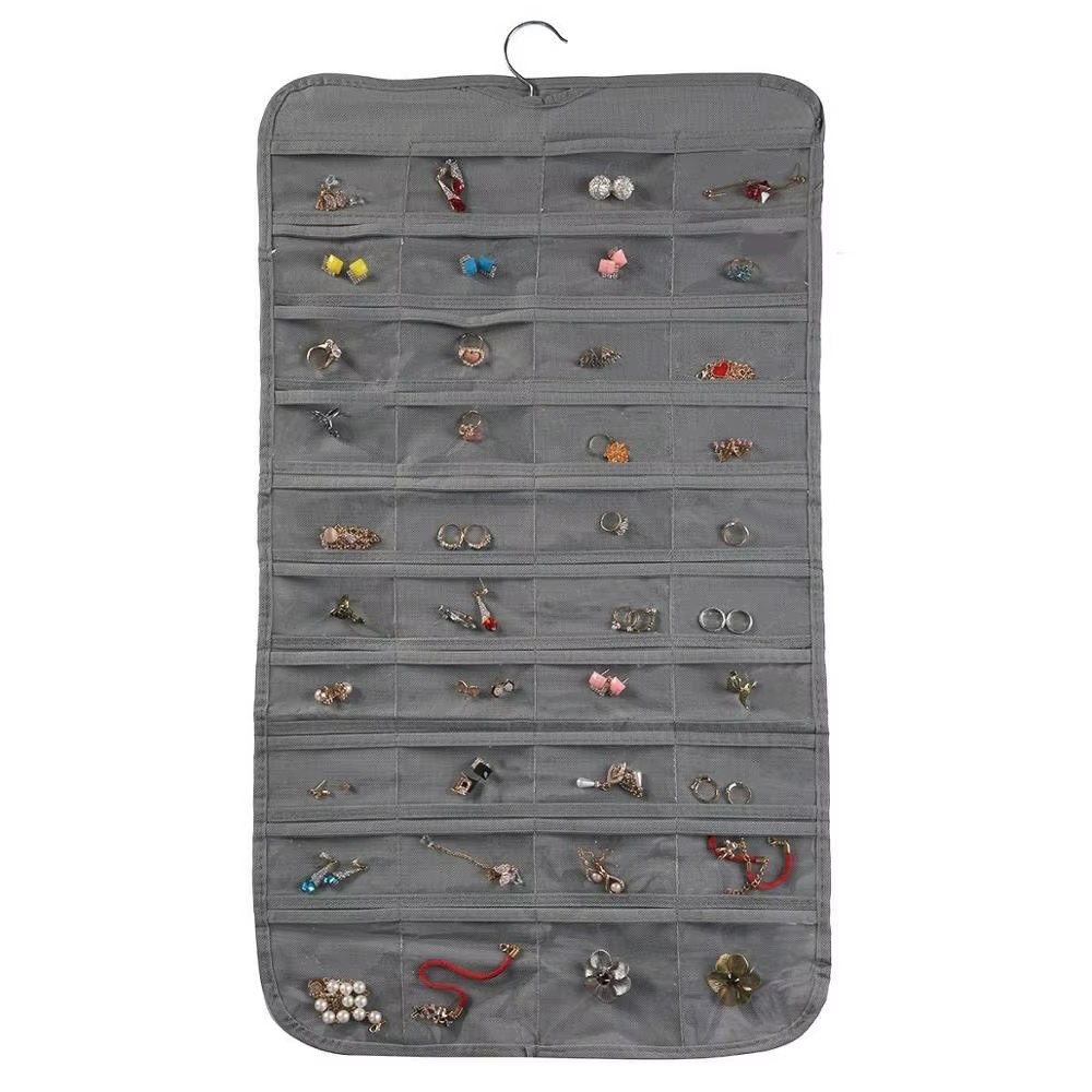 Gray 80 pockets Double Side Large Jewelry Hanging Organizer