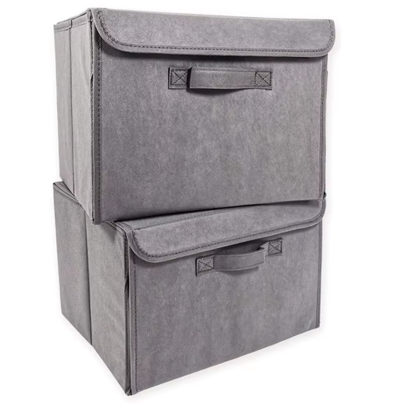 Storage box foldable storage box with cover and handle. Double door is designed for clothes and toys