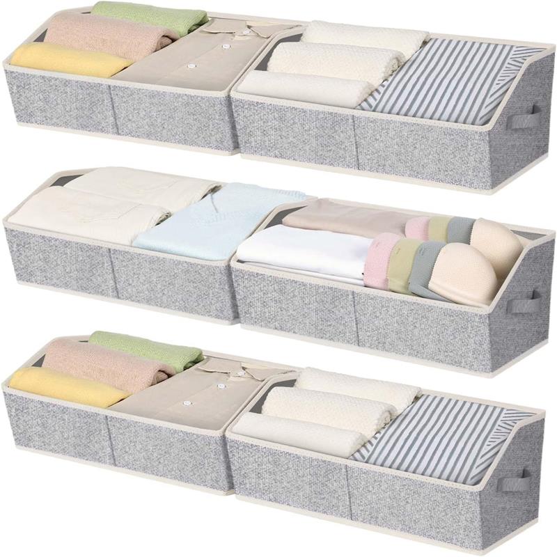 Closet Storage Bins,Trapezoid Storage Bin with Handle, Linen Closet Organizers and Storage for Clothes