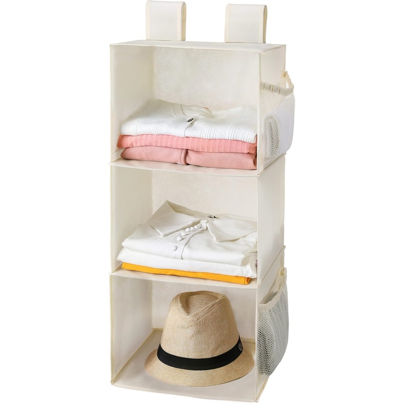 3-shelf Hanging closet shelf for versatile storage of sweaters